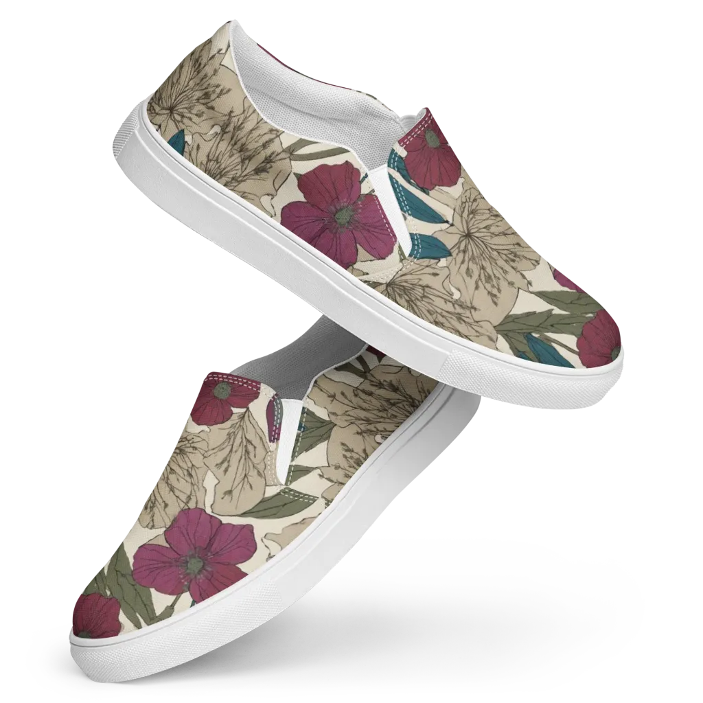 Poppy Herbarium on Women's Slip-On Canvas Shoes — Front