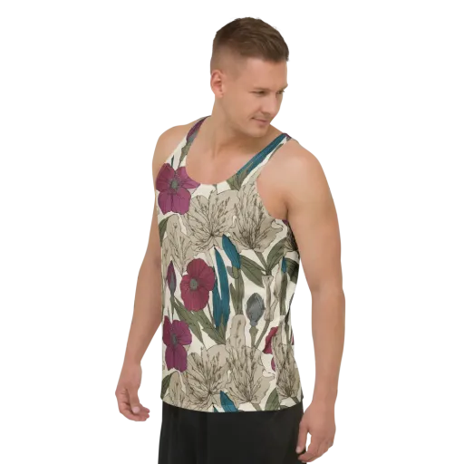 Poppy Herbarium on a Men's Tank Top
