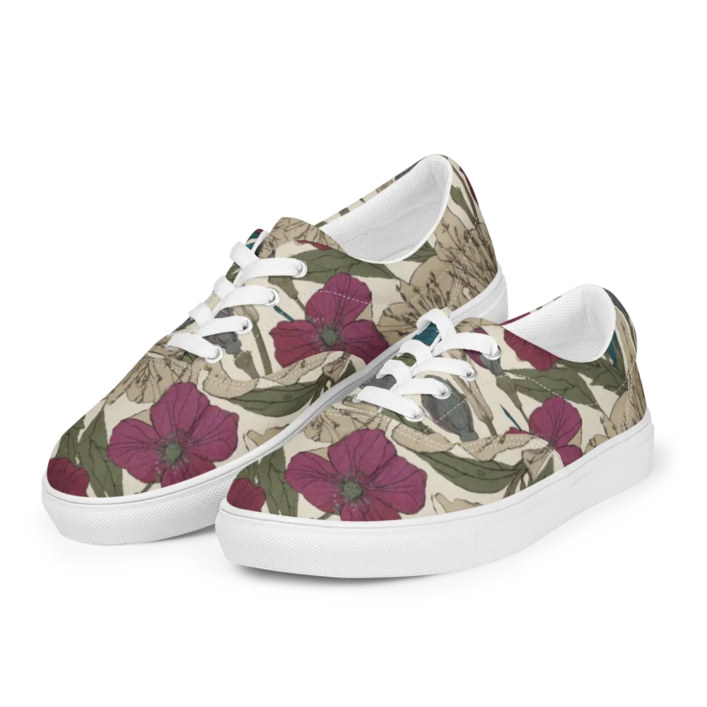 Poppy Herbarium on Men's Lace-Up Canvas Shoes — Left Front