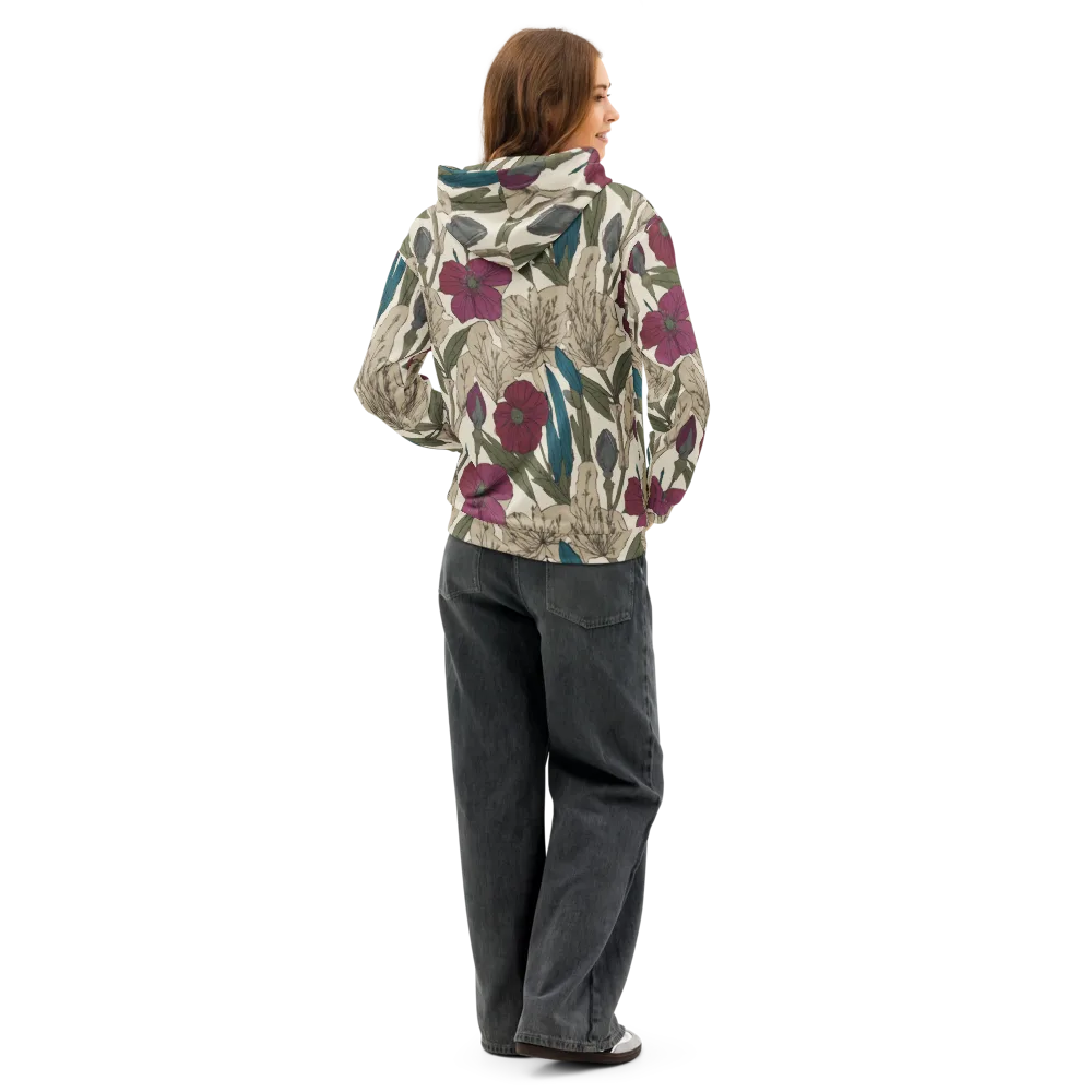 Poppy Herbarium on Cotton Hoodie — Back