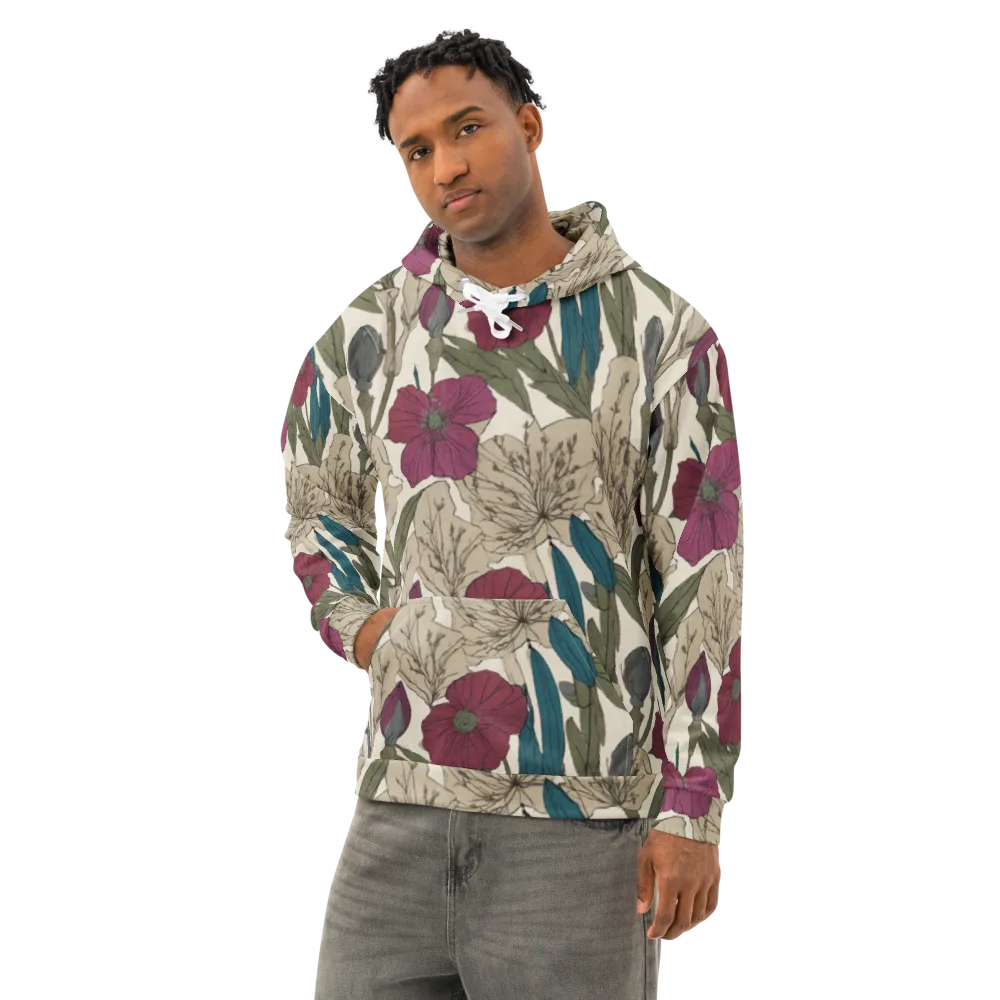 Poppy Herbarium on Cotton Hoodie — Left Front