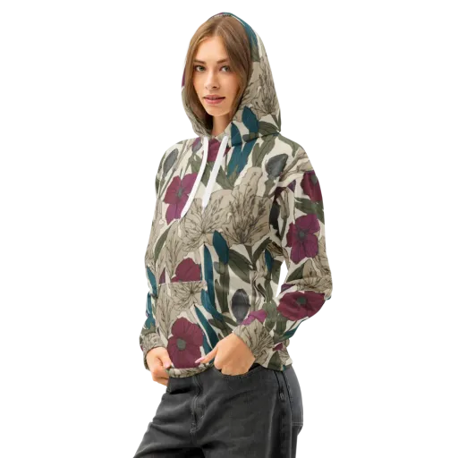 Poppy Herbarium on a Cotton Hoodie