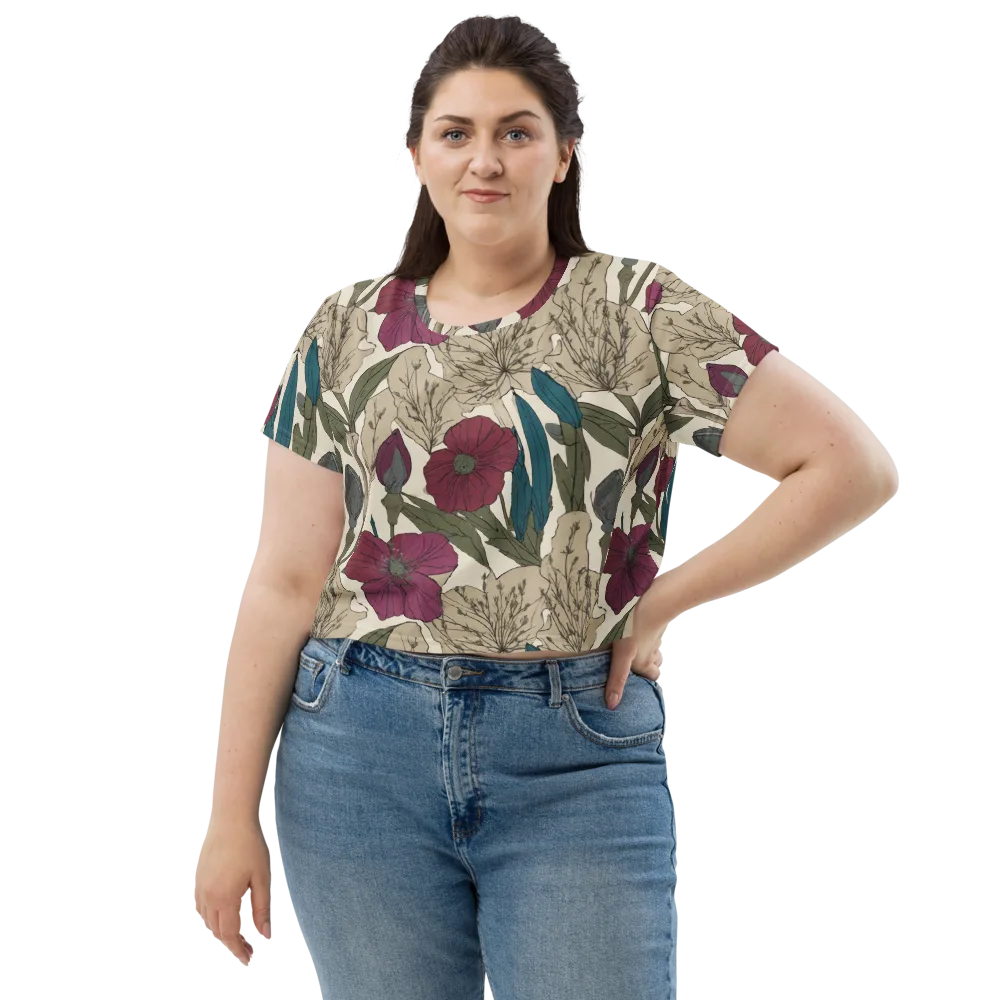 Poppy Herbarium on Crop Tee — Front