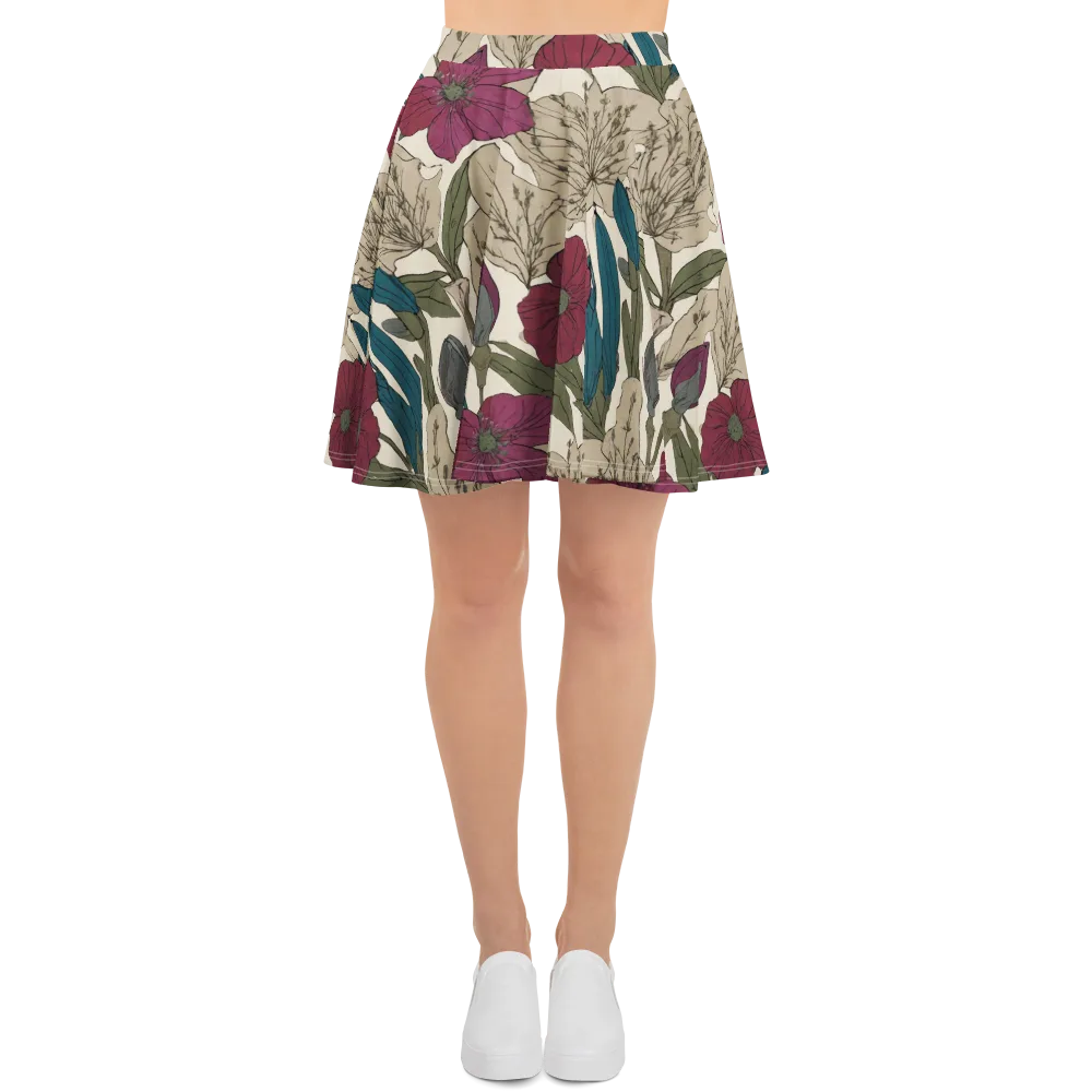 Poppy Herbarium on Skater Skirt — Front