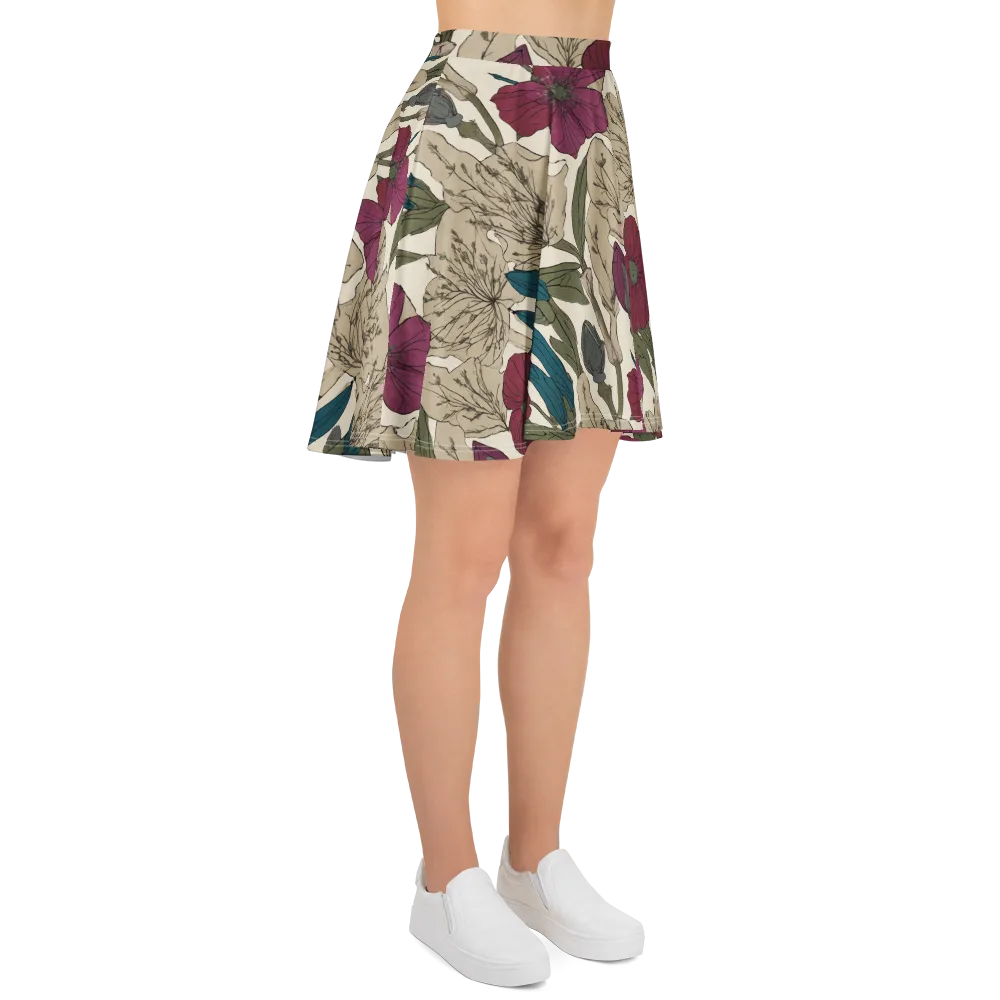 Poppy Herbarium on Skater Skirt — Right