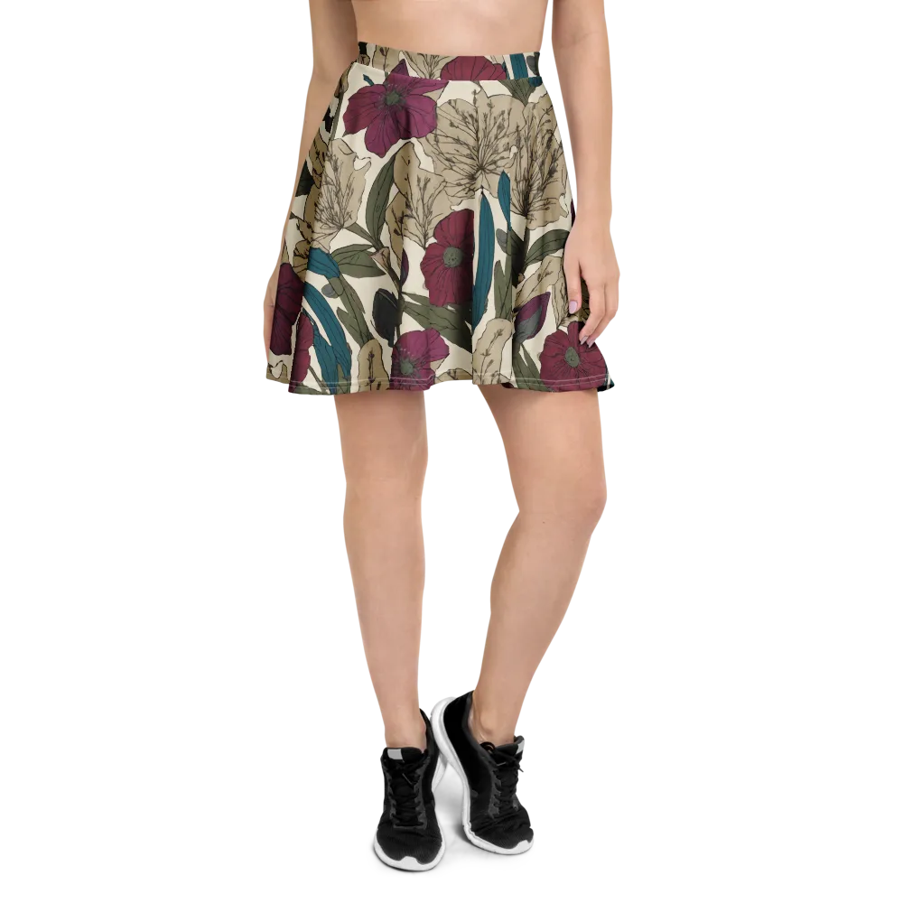 Poppy Herbarium on Skater Skirt — Front