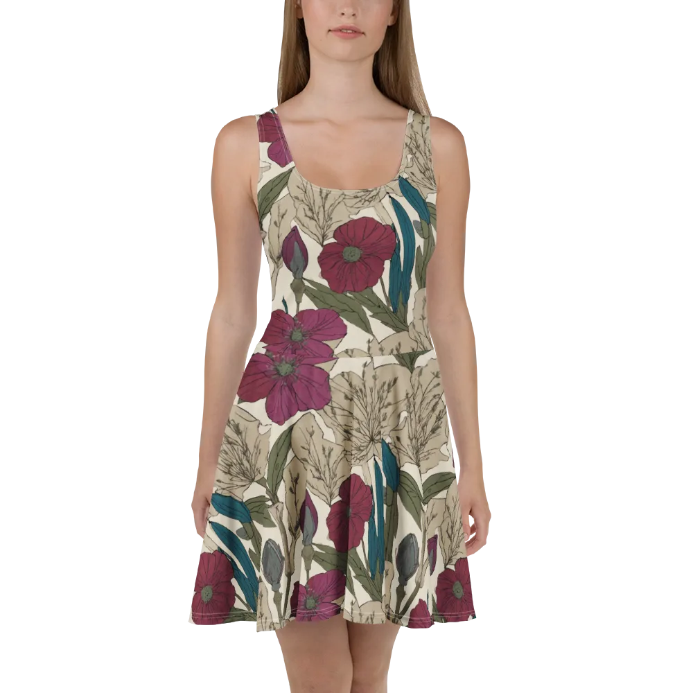 Poppy Herbarium on Skater Dress — Front