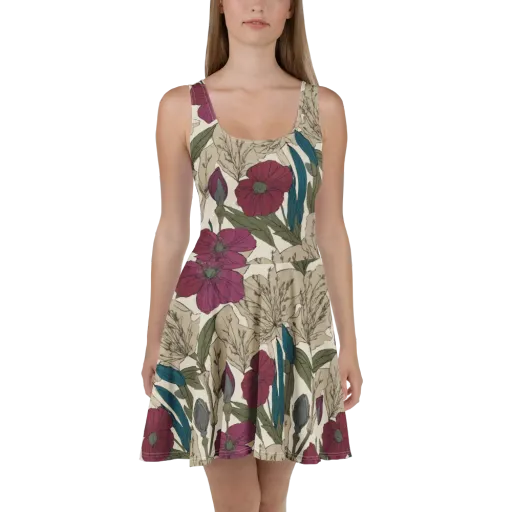 Poppy Herbarium on a Skater Dress