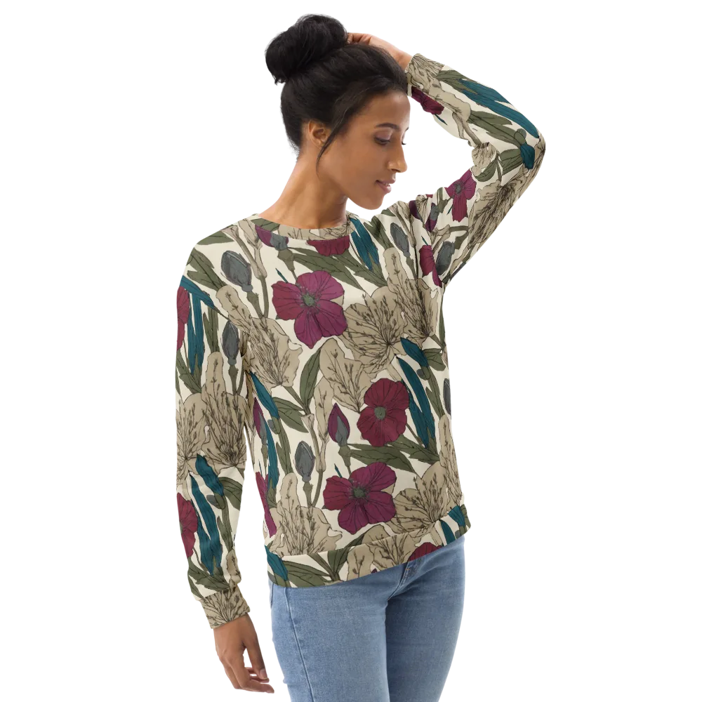 Poppy Herbarium on Sweatshirt — Right Front