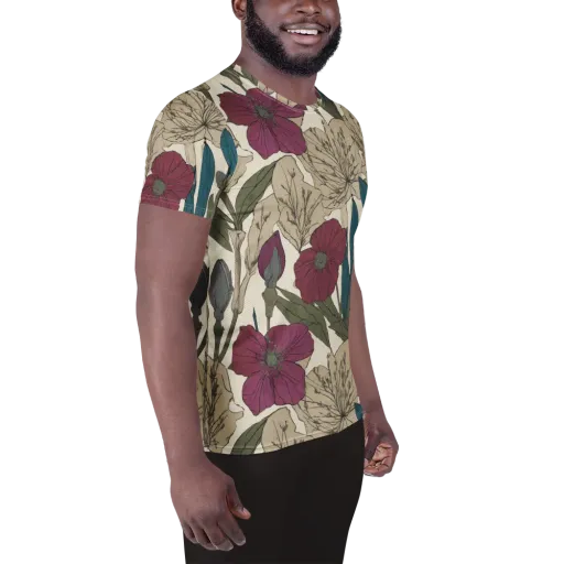 Poppy Herbarium on a Men's Athletic T-Shirt