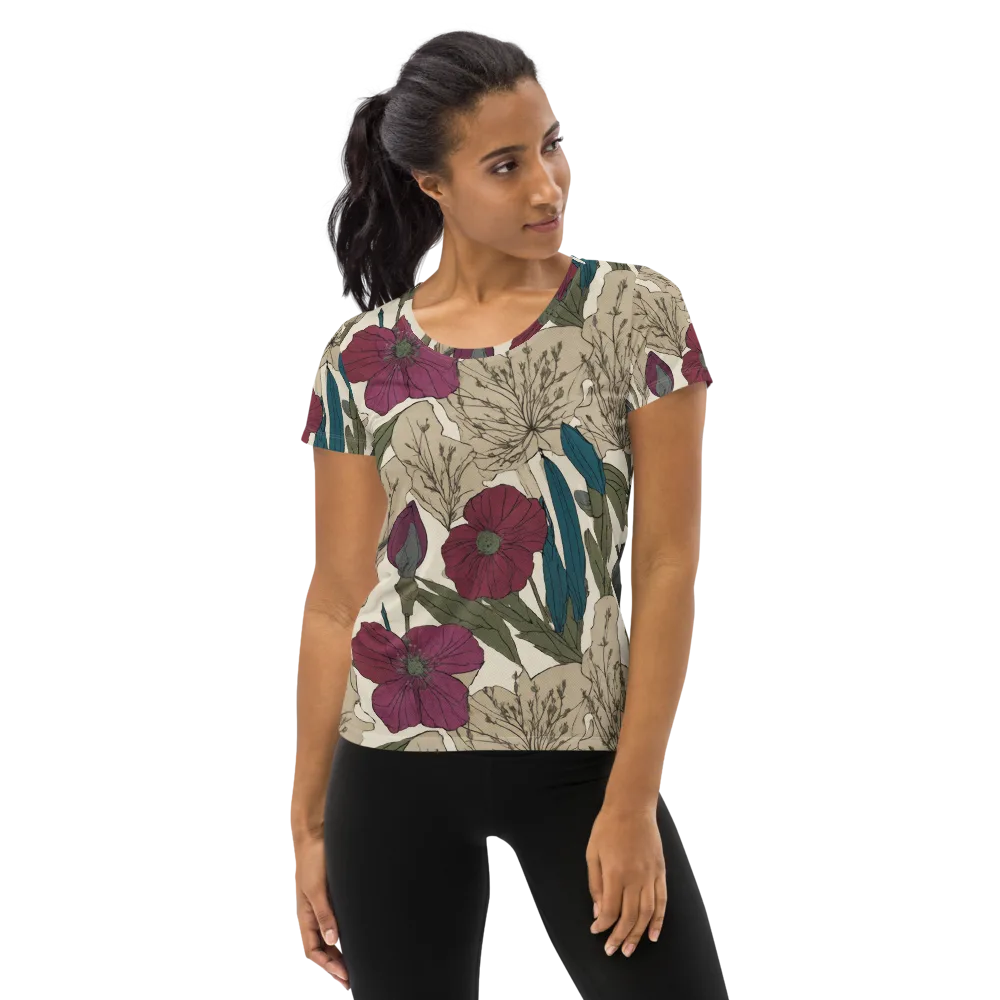 Poppy Herbarium on Women's Athletic T-Shirt — Front