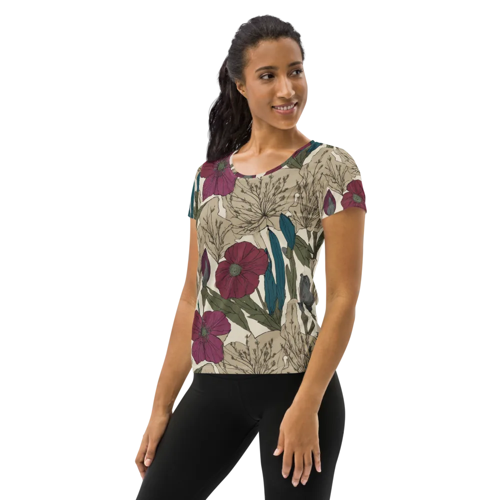 Poppy Herbarium on Women's Athletic T-Shirt — Left