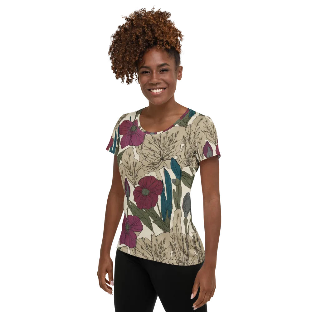 Poppy Herbarium on Women's Athletic T-Shirt — Left