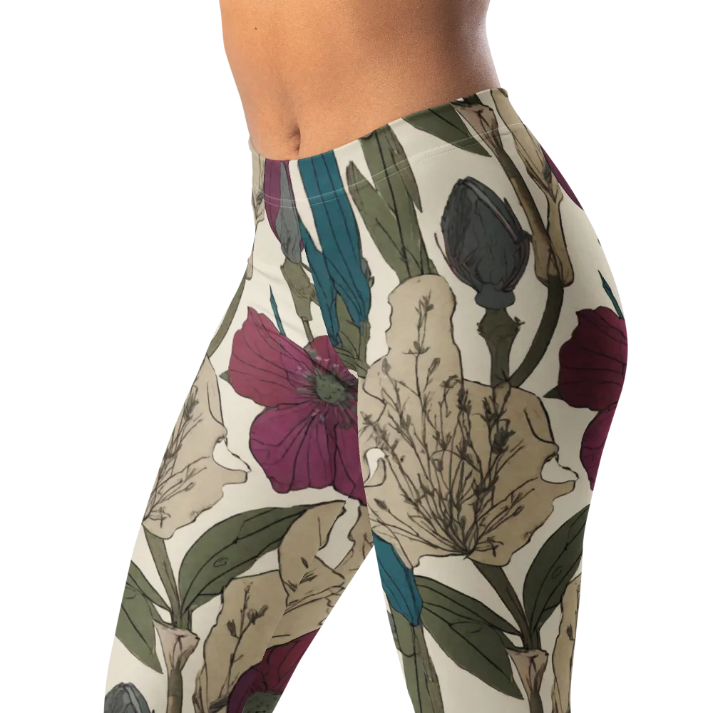 Poppy Herbarium on Leggings — Left Front