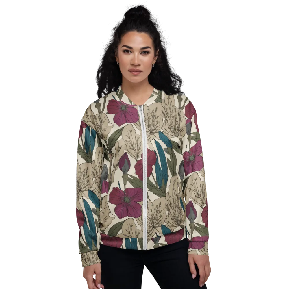 Poppy Herbarium on Bomber Jacket — Front