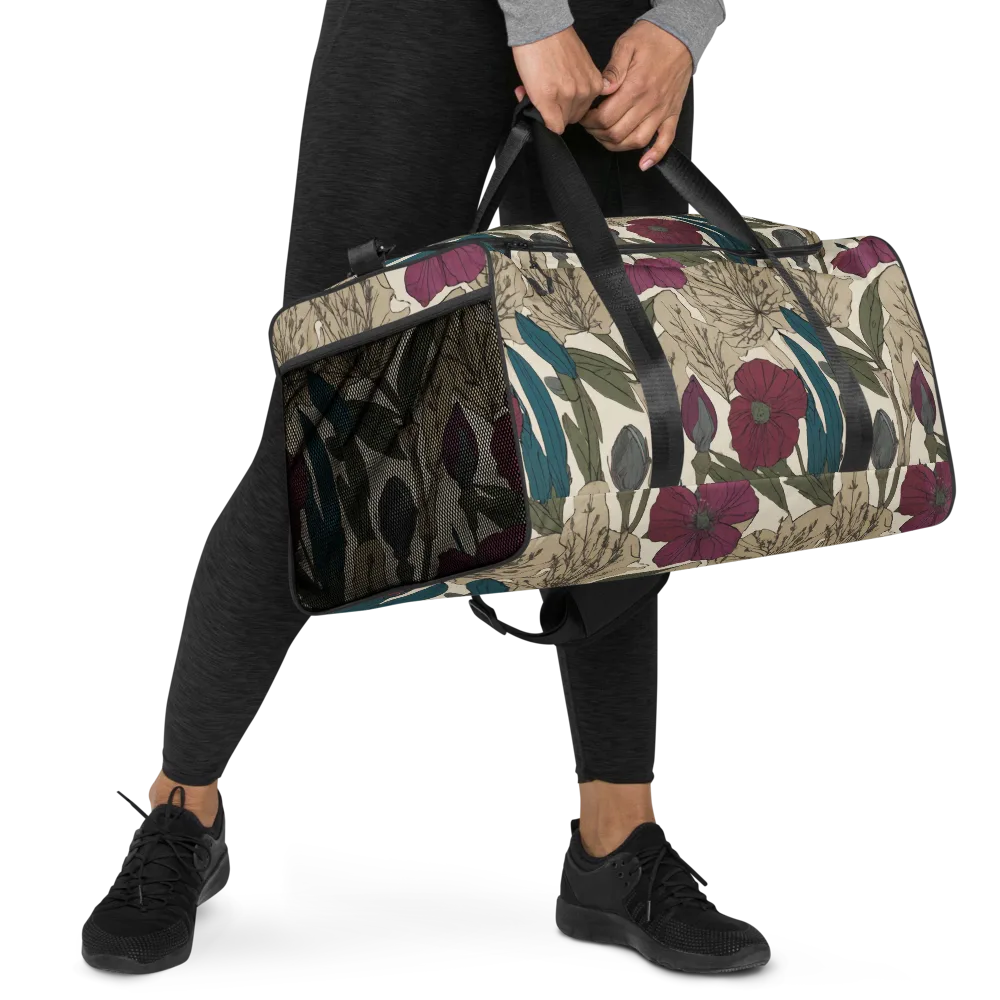 Poppy Herbarium on Duffle Bag — Right Front