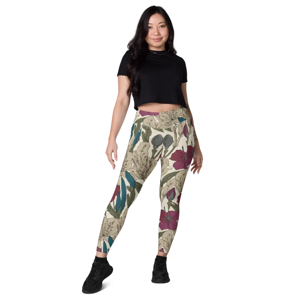 Poppy Herbarium on Leggings with Pockets — Front
