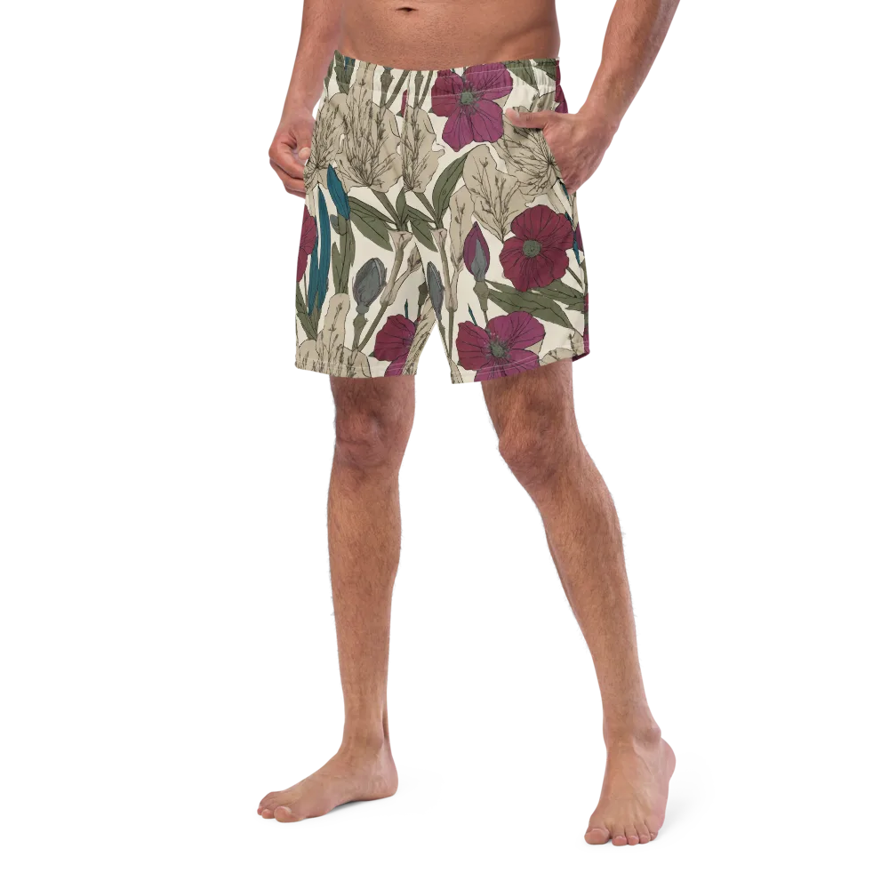 Poppy Herbarium on Swim Trunks — Left Front