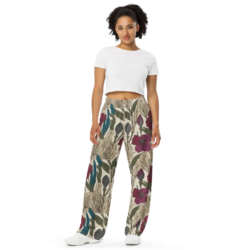 Poppy Herbarium on Wide-Leg Pants — Front