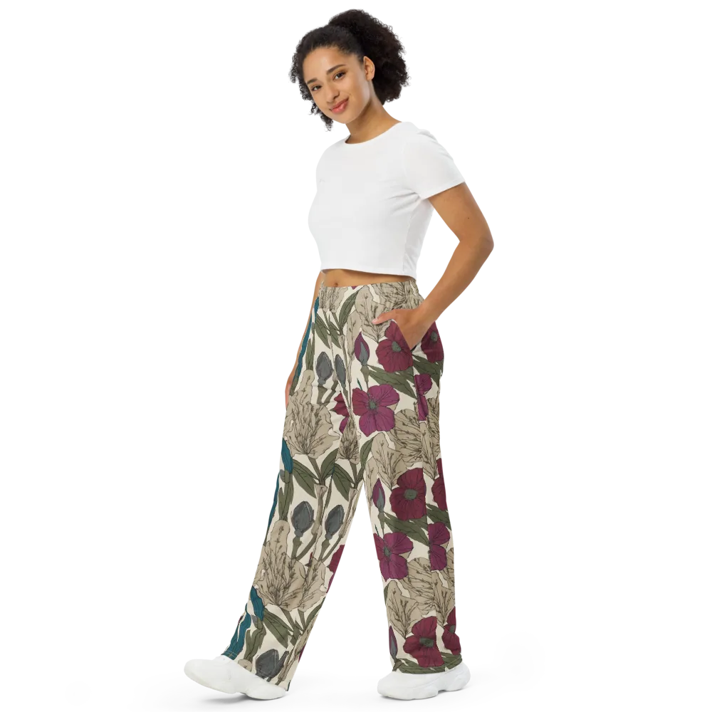 Poppy Herbarium on Wide-Leg Pants — Left Front