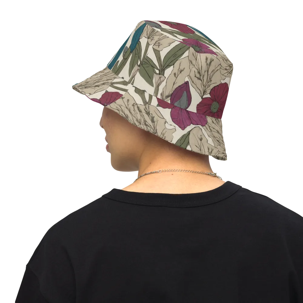 Poppy Herbarium on Reversible Bucket Hat — Back Inside