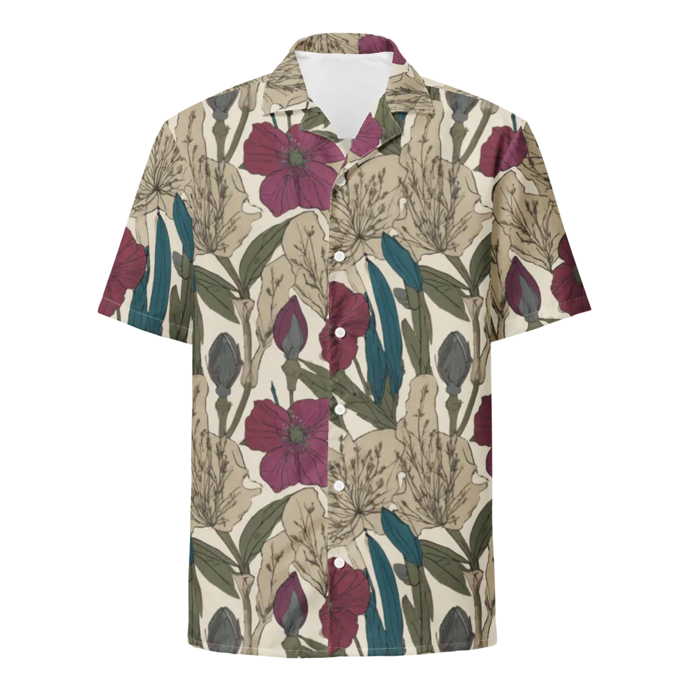 Poppy Herbarium on Button Shirt — Front