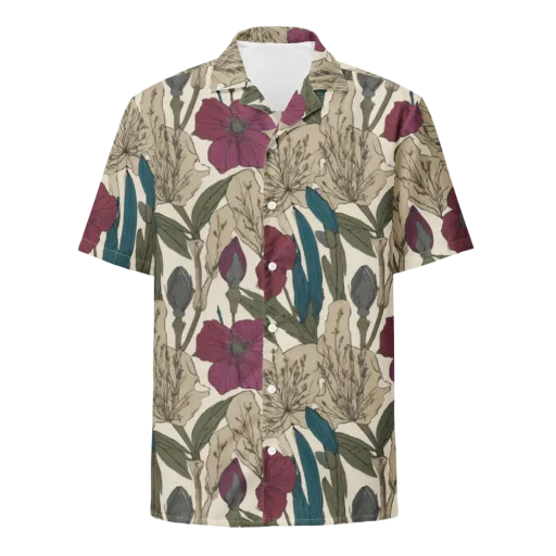 Poppy Herbarium on a Button Shirt