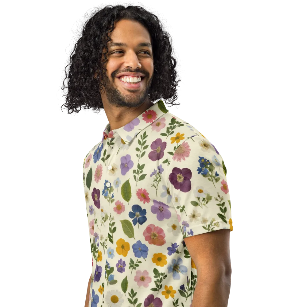 Garden Scatter on Men's Slim Fit Polo Shirt — Left Front