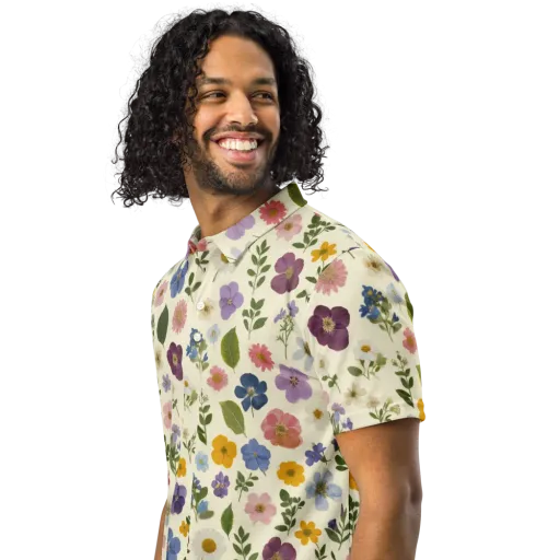 Garden Scatter on a Men's Slim Fit Polo Shirt
