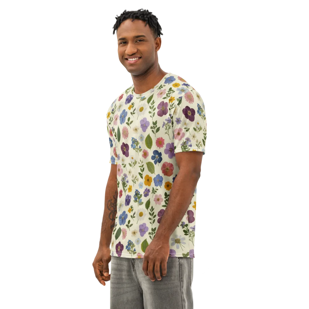 Garden Scatter on Men's Cotton Crew Neck T-Shirt — Left Front