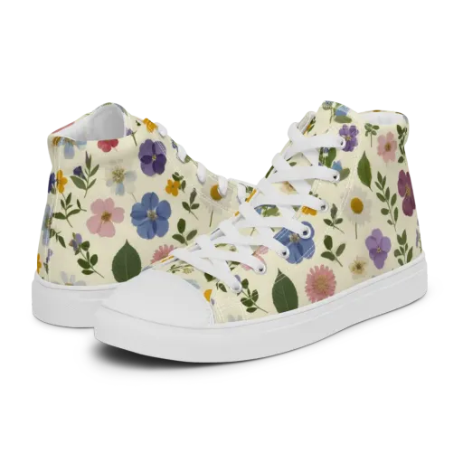 Garden Scatter on a Men's High Top Canvas Shoes