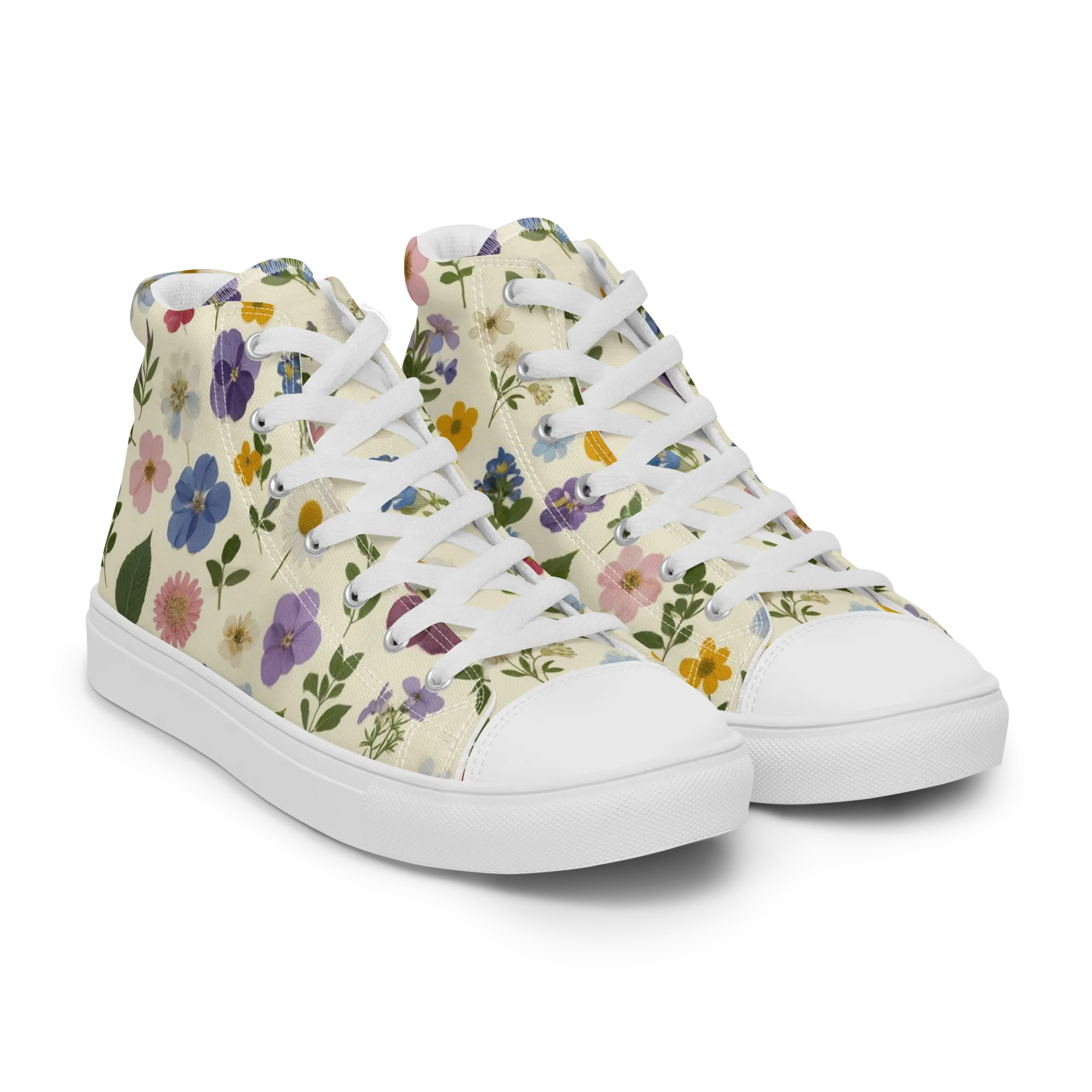 Garden Scatter on Women's High Top Canvas Shoes — Right Front