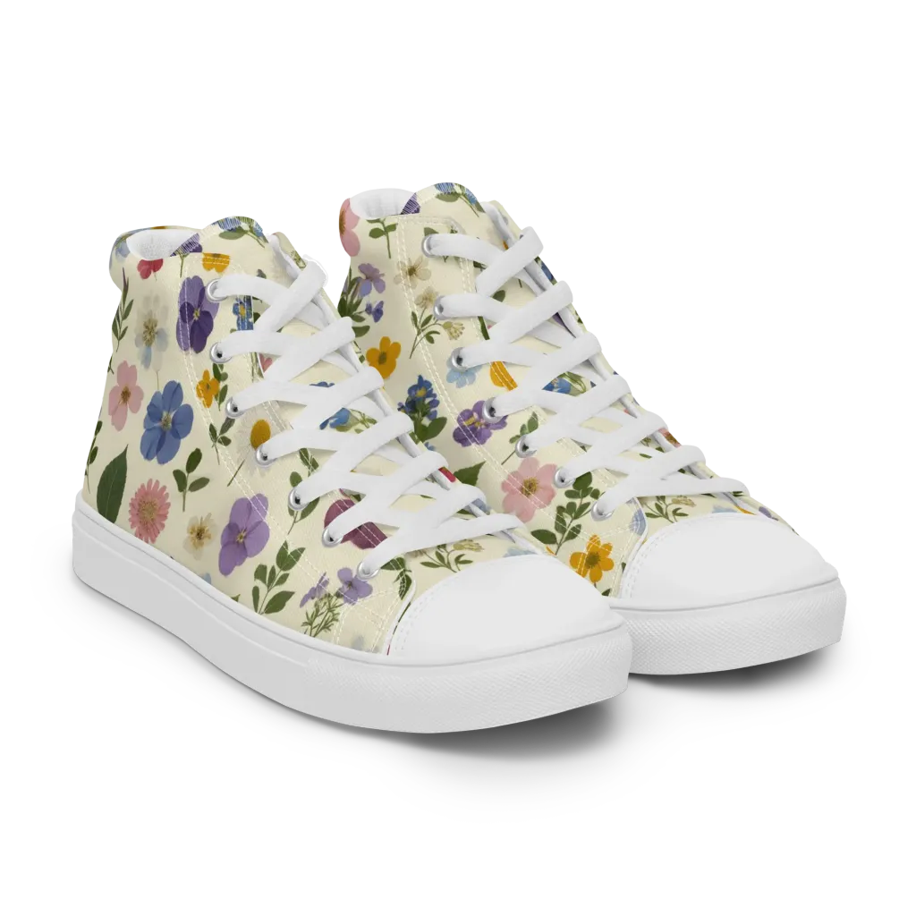 Garden Scatter on Women's High Top Canvas Shoes — Right Front