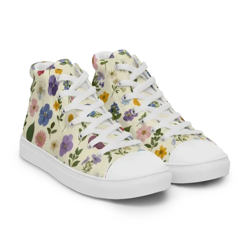 Garden Scatter on a Women's High Top Canvas Shoes