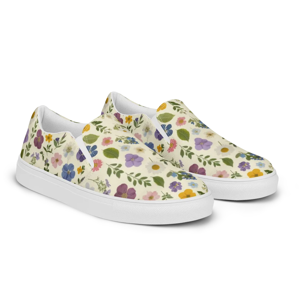 Garden Scatter on Men's Slip-On Canvas Shoes — Right Front