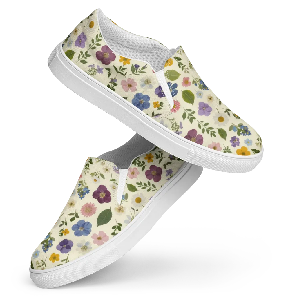 Garden Scatter on Women's Slip-On Canvas Shoes — Front