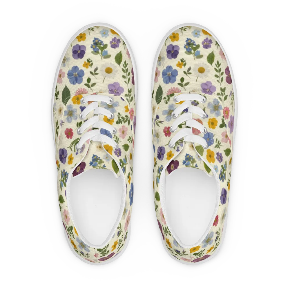 Garden Scatter on Men's Lace-Up Canvas Shoes — Front
