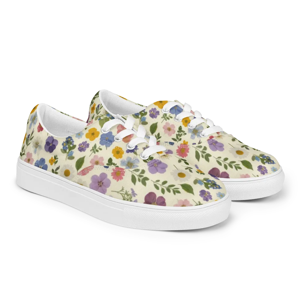 Garden Scatter on Men's Lace-Up Canvas Shoes — Right Front