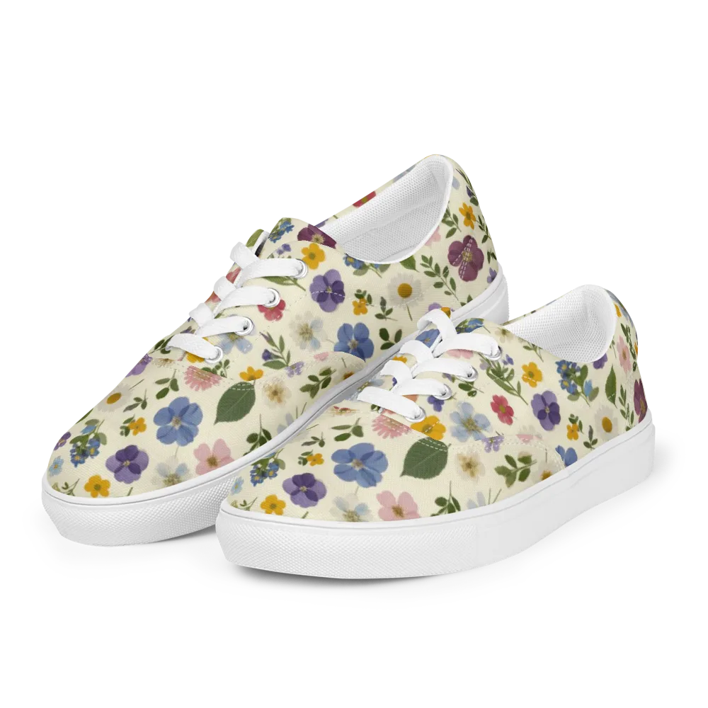 Garden Scatter on Men's Lace-Up Canvas Shoes — Left Front