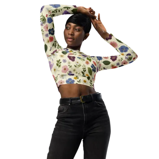 Garden Scatter on a Long Sleeve Crop Top