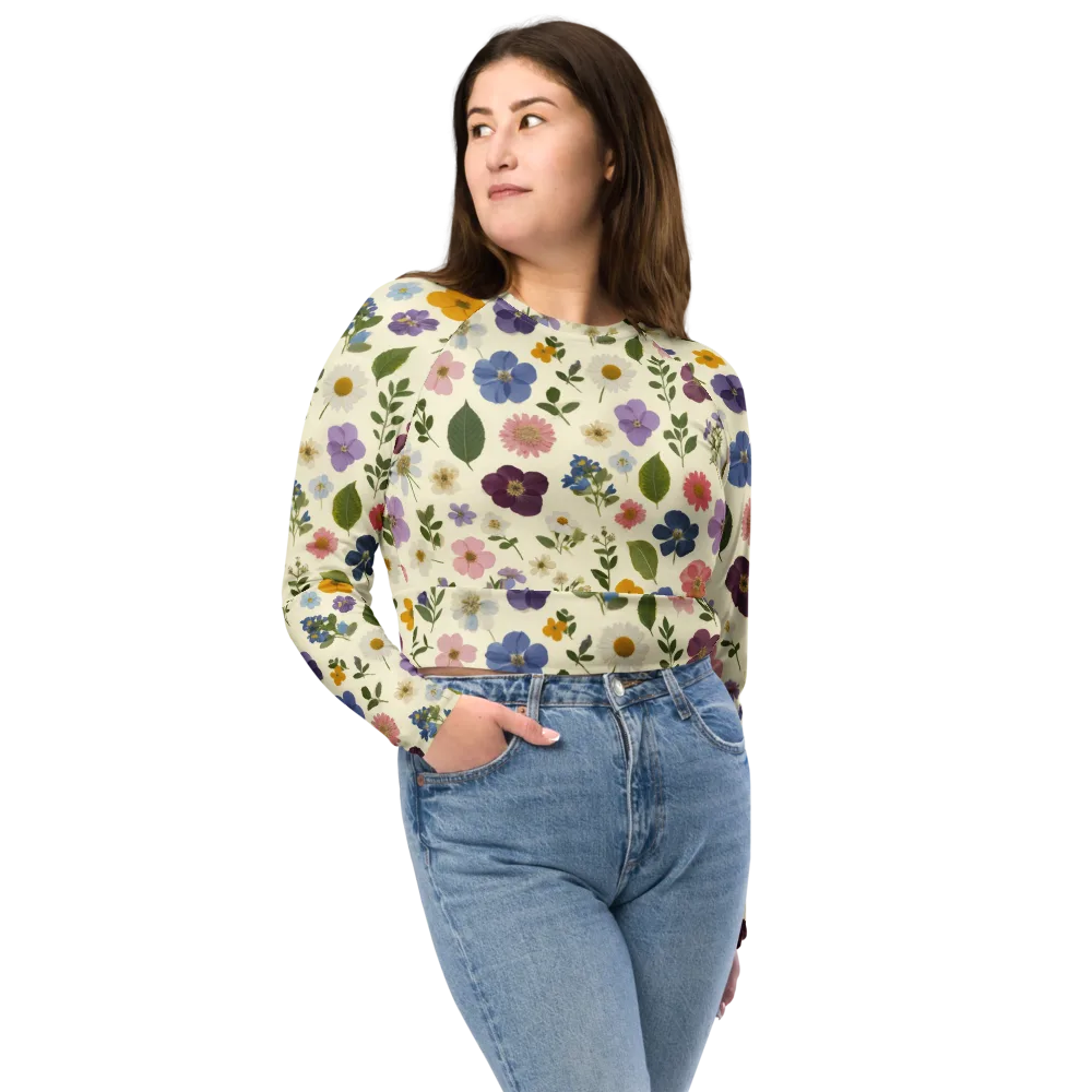 Garden Scatter on Long Sleeve Crop Top — Front