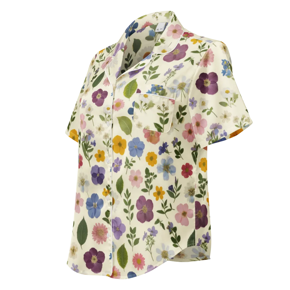 Garden Scatter on Women's Short Sleeve Pajama Top — Left Front