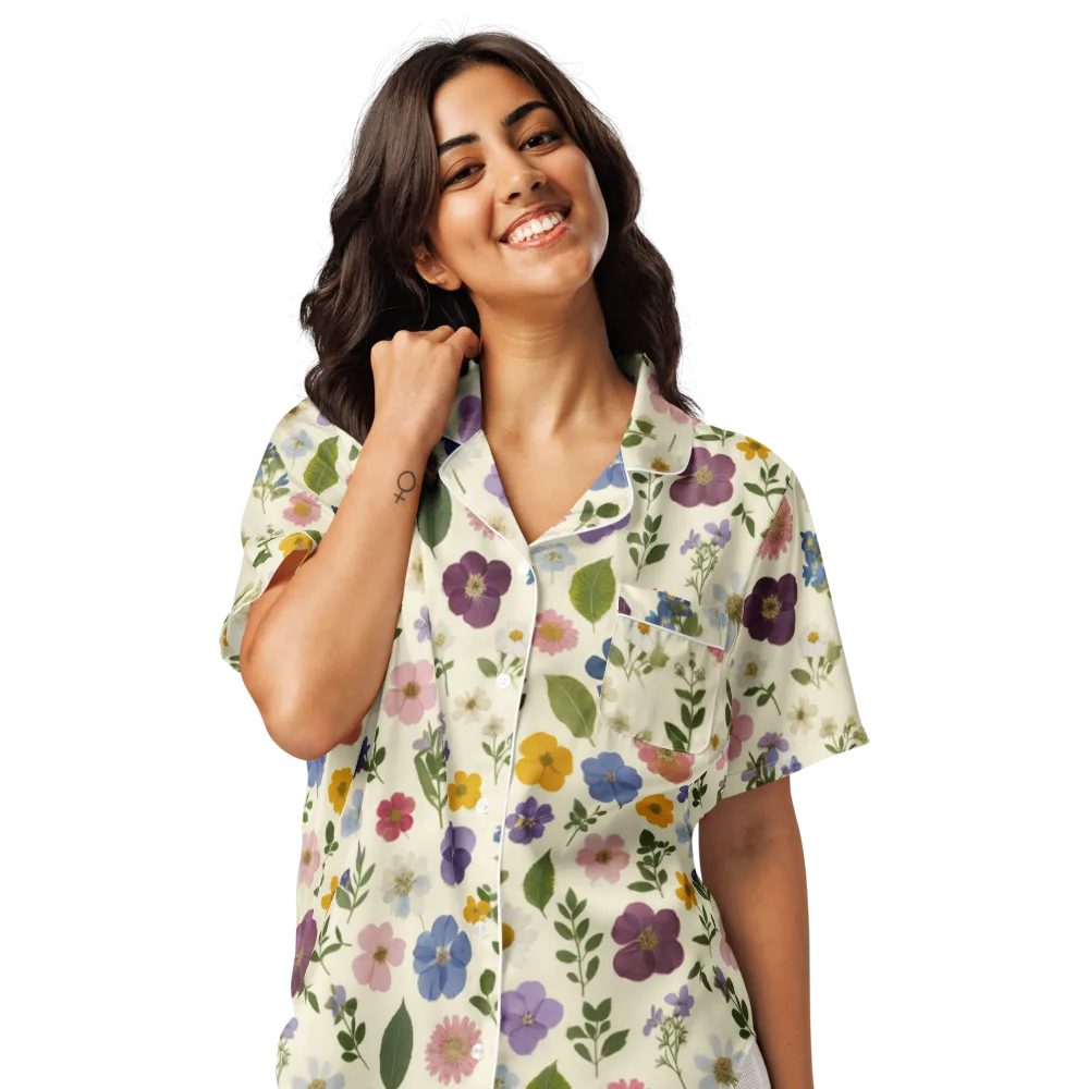 Garden Scatter on Women's Short Sleeve Pajama Top — Front