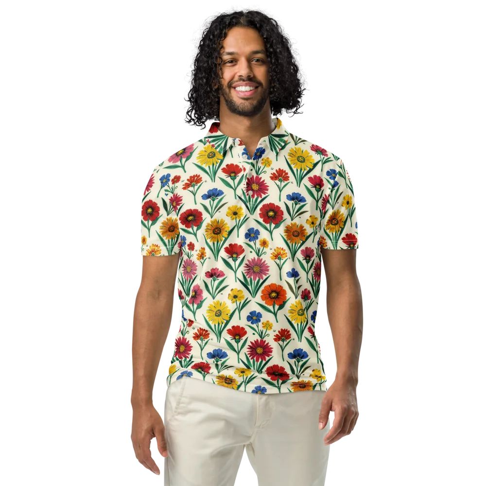 Meadow Mosaic on Men's Slim Fit Polo Shirt — Front