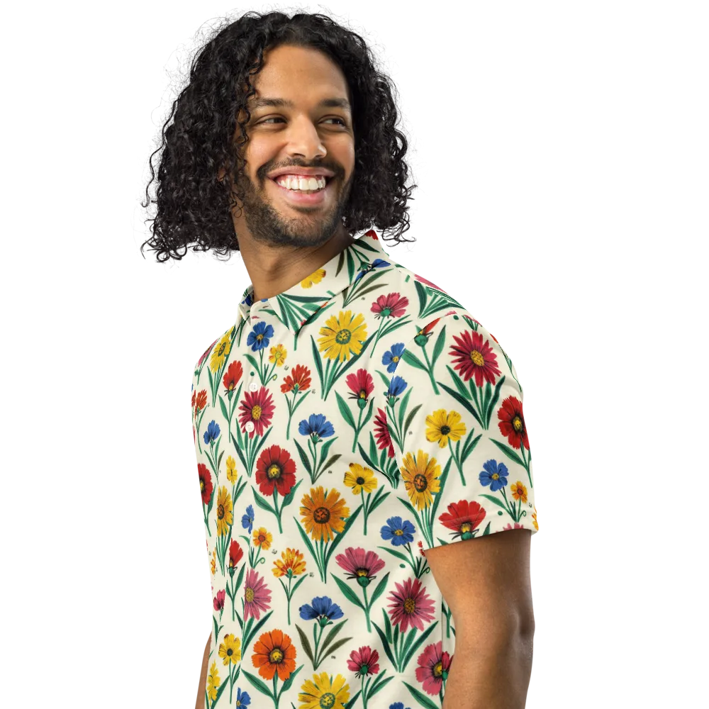 Meadow Mosaic on Men's Slim Fit Polo Shirt — Left Front