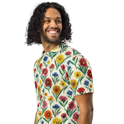 Meadow Mosaic on a Men's Slim Fit Polo Shirt