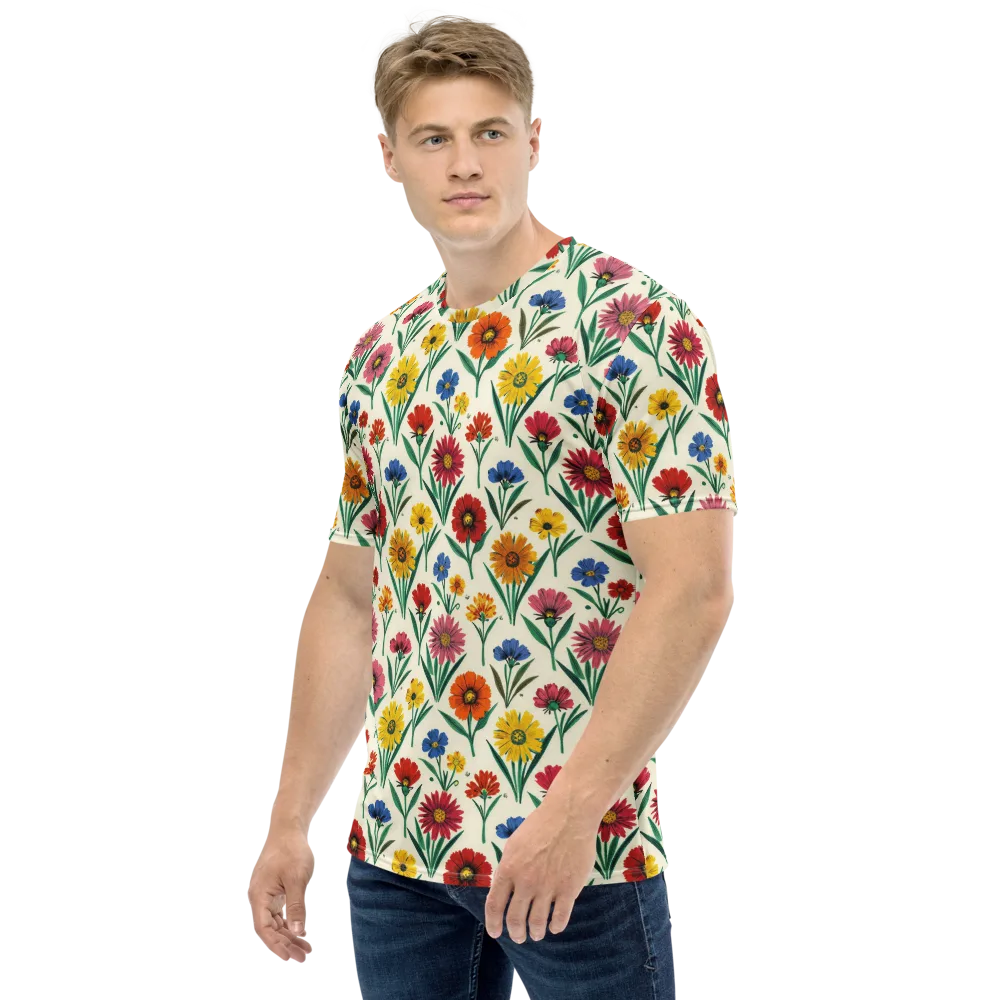 Meadow Mosaic on Men's Crew Neck T-Shirt — Left