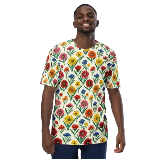 Meadow Mosaic on a Men's Crew Neck T-Shirt