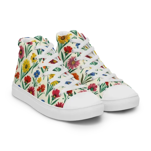 Meadow Mosaic on a Men's High Top Canvas Shoes