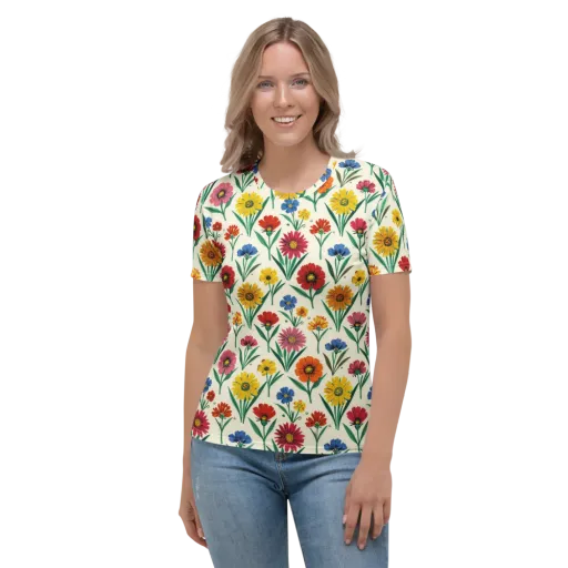 Meadow Mosaic on a Women's Crew Neck T-Shirt